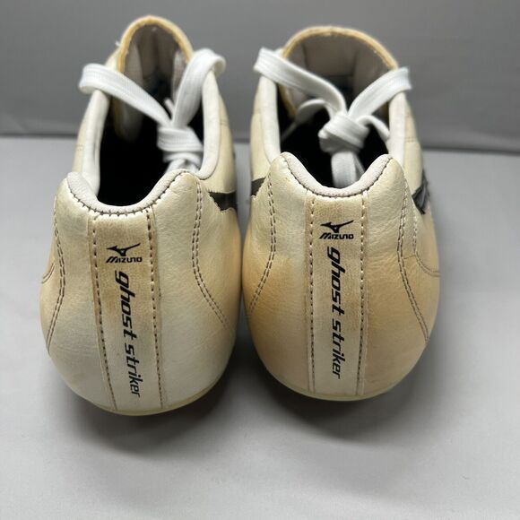 Mizuno GHOST Striker Elite Real Leather Gold Silver Men Sz 10.5 Preowned Vintage main image 10